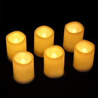 Eldnacele Flameless Flickering Votive Battery Operated Tealight Candles with Remote Control, Warm White Light Realistic Outdoor LED Candles Bulk Set of 6 for Parties Decoration(Batteries Included)