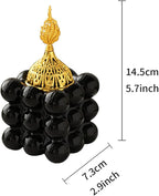 Ceramic Cube Golden Incense Burner Handheld Eid Incense Burner Middle East Arabian Festival Incense Holder Home Decoration Ornament Aromatherapy Furnace (Black)