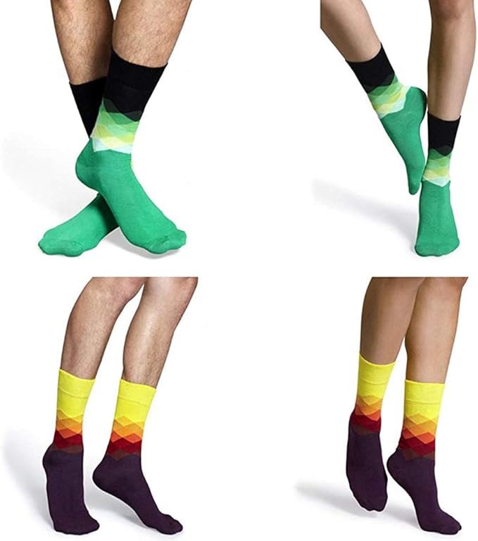 DRASEX Men's Dress Socks Funky Colorful Pattern Cotton Novelty Casual Crew Socks