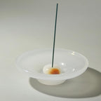 LIULI Glass & JadeIncense Holder, – Glass Ceramic Stick Burner for Meditation, Aromatherapy,The Minimalist Design Burner for Stick Incense (White Base Amber Insert)