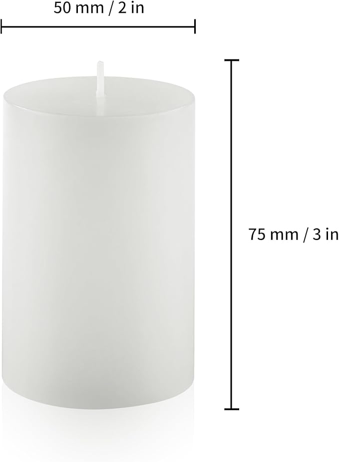 Housecret 25 Pack 2" D x 3" H (20 Hour Burn Time) White Unscented Pillar Votive Candles, Hand Poured Wax Candle Ideal Gifts for Weddings Birthdays Christmas Holidays Party