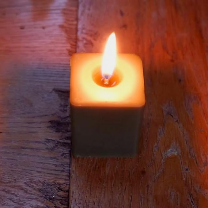 Candlestock Real Bayberry Square Votive Candle Pack - Pure Bayberry & Beeswax Blend - Pack of 4 Natural Square Votive Candles - No Fragrance Added