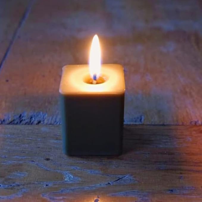 Candlestock Real Bayberry Square Votive Candle Pack - Pure Bayberry & Beeswax Blend - Pack of 4 Natural Square Votive Candles - No Fragrance Added