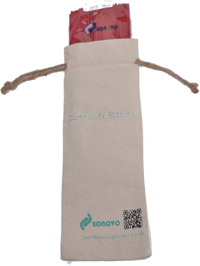 Resafy Reed Diffuser Sticks, Jecnovo Pack of 100 Fiber Sticks with Handmade Linen Bag, Safe and Non-Toxic, 9 Inches Long 3mm Diameter Aromatherapy Diffusers for Home, Spa and Office(Burgundy)