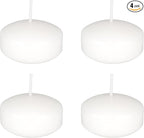 Mega Candles 4 pcs Unscented White Floating Candles, Hand Poured Wax Candle 2 Inch Diameter, Home Décor, Wedding Receptions, Centerpieces, Occasions, Events, Festivities, Meditations, Spas