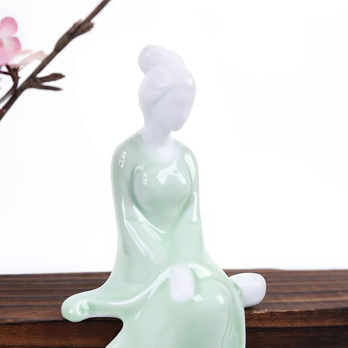 Backflow Incense Holder with LED Light, Chinese Style Ceramic Backflow Incense Burner Perfect for Relaxing or Home Decor (Chinese Style A)