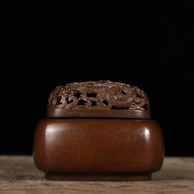 Brass Incense Burner Chinese Traditional Incense Burner Kit Zen Copper Incense Burner Office Home Yoga Room Sandalwood Burner Decoration Censer