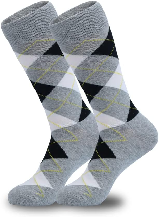 HHX YONLEE Dress Socks 5/6/10 Pairs Crew Argyle Colorful Cotton Novelty Casual Happy Fun