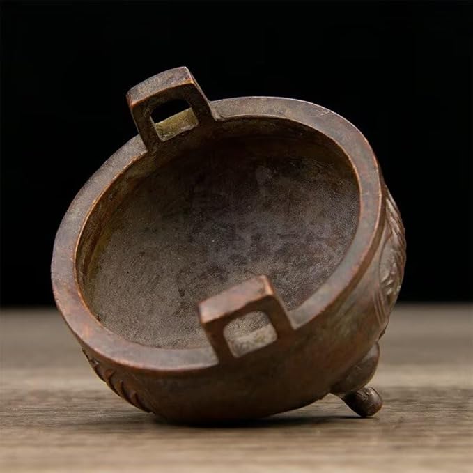 Incense Burner Chinese Incense Holder Brass Incense Burner Zen Copper Incense Burner Antique Style Home Office Fengshui Decor 3 * 3 * 2.4IN 0.6LB