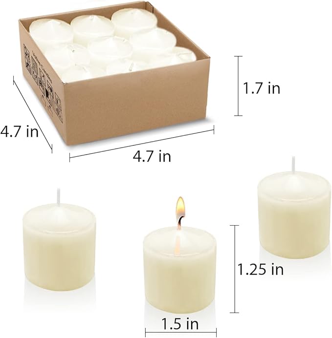 Ivory Votive Candles, 9 Packs Unscented Small Votives for Wedding, Holiday Party, Home Decoration (8 Hour), 1.5" D x 1.25" H