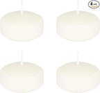 Mega Candles 4 pcs Unscented Off White Floating Candles, Hand Poured Wax Candle 2 Inch Diameter, Home Décor, Wedding Receptions, Centerpieces, Occasions, Events, Festivities, Meditations, Spas