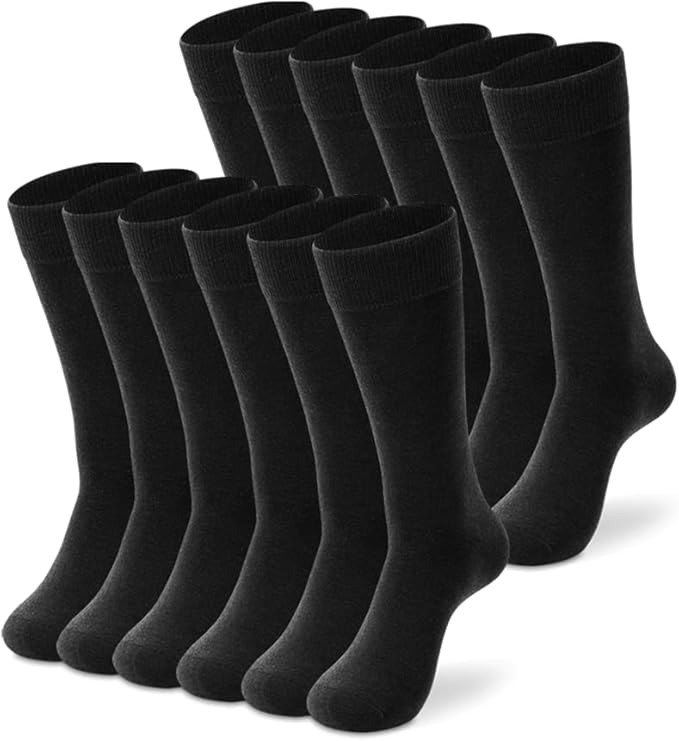 LIXIA Men's Thin Merino Wool Socks, Cozy Winter Warm Breathable Mid-calf Casual Dress Liners 3/6 Pairs Pack