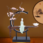 Backflow Incense Holder with LED Light, Chinese Style Ceramic Backflow Incense Burner Perfect for Relaxing or Home Decor (Chinese Style A)