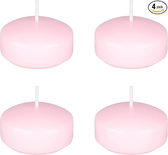 Mega Candles 4 pcs Unscented Pink Floating Candles, Hand Poured Wax Candle 2 Inch Diameter, Home Décor, Wedding Receptions, Centerpieces, Occasions, Events, Festivities, Meditations, Spas