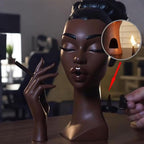 Sophisticated and Elegant Headscents-Head Incense Burner - Black Woman Smoking Head Incense Burner Design Calming Room Waterfall Decor and Unique Home Gift,Desk Decor (B)