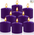 9-Pack 1.25-Inch Purple Votive Candles, Unscented Small Tealight Candle for Home Decor and Special Occasions