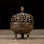 Incense Burner Chinese Incense Holder Brass Incense Burner Zen Copper Incense Burner Antique Style Home Office Fengshui Decor 2.6 * 2.6 * 3.5IN 0.6LB