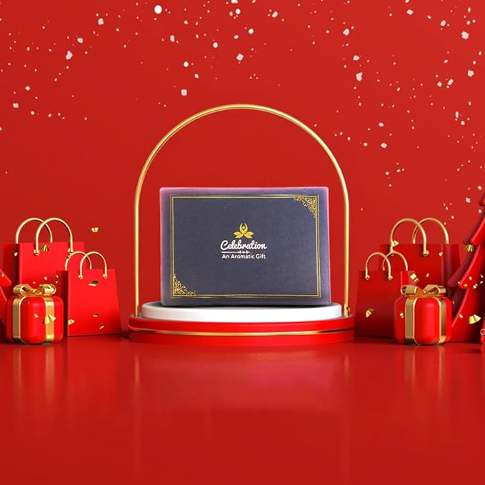 Celebration Incense Gift Box| an Aromatic Gift|This Pack Contains 3 Assorted Incense Packs (Myrrh, Himalayan Forest & Musk), 8 Incense Cones (4 Opium & 4 Lavender), 1 Incense Holder