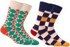 HHX YONLEE Dress Socks 5/6/10 Pairs Crew Argyle Colorful Cotton Novelty Casual Happy Fun