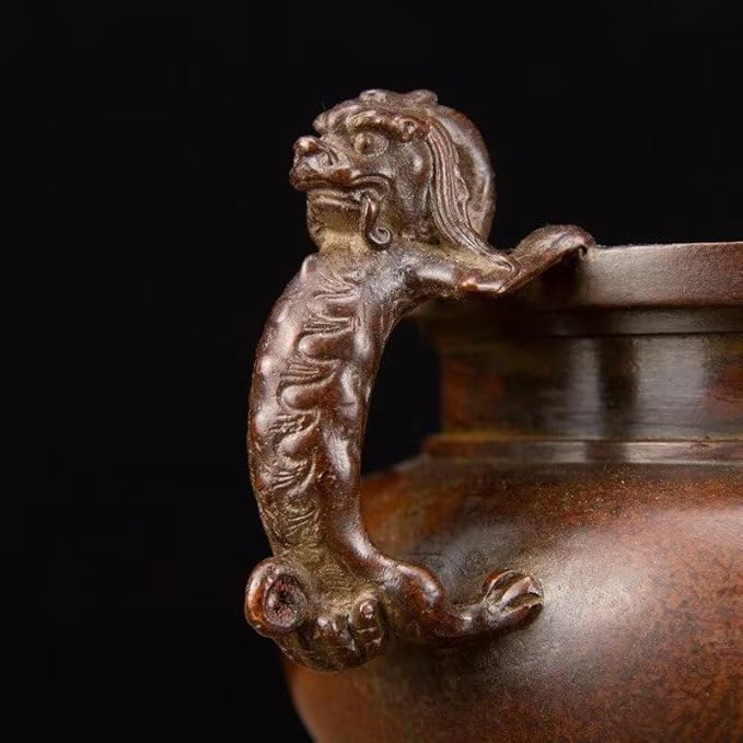 Copper Incense Burner Chinese Brass Incense Burner Kit Traditional Zen Incense Burner Antique Style Office Yoga Home Decor 7.9 * 5.9 * 8.3IN 6.3LB