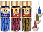 The Aroma Factory Organic Dhoop Cones | Kesar Chandan, Rose & Fresh Active Incense Cones |No Charcoal, Scented Incense | 3x30 Cones, Pack of 3 Jute Bag Giftset