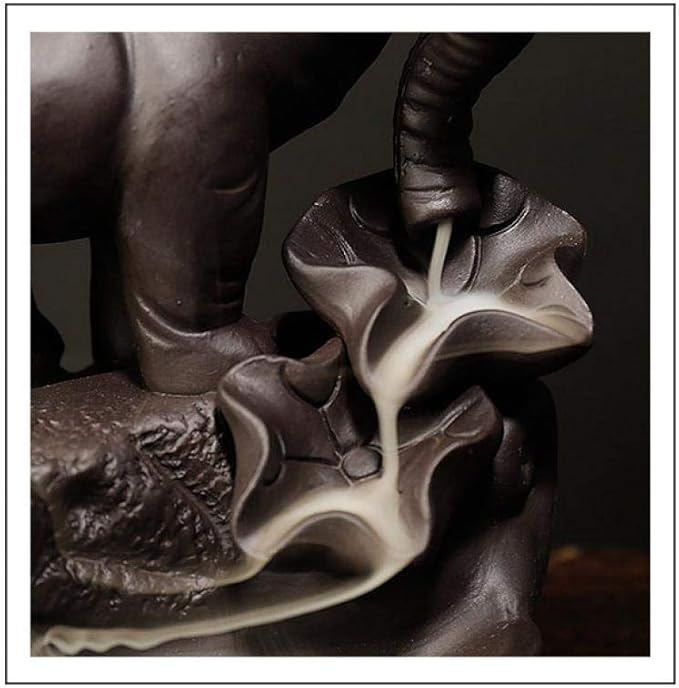 YYW Backflow Incense Burner Holder Handmade Waterfall Incense Cone Sticks Holder Elephant Home Decor with 120 Incense Cones 30 Incense Sticks