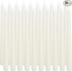 flamecan Ivory Taper Candles, Set of 20 Unscented and Smokeless 10 Inch Taper Candles Long Burning, Paraffin Wax with Cotton Wicks for Burning Approxinately 7-8 Hours Time