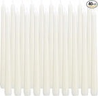 flamecan Ivory Taper Candles, Set of 40 Unscented and Smokeless 10 Inch Taper Candles Long Burning, Paraffin Wax with Cotton Wicks for Burning Approxinately 7-8 Hours Time