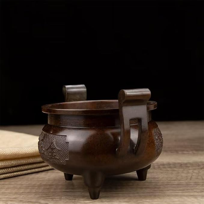 Incense Burner Chinese Incense Holder Brass Incense Burner Zen Copper Incense Burner Antique Style Home Office Fengshui Decor 7 * 5.1 * 4.3IN 2.2LB