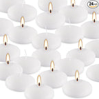 10hours 24 Pack of 3-inch Floating Candle Set, Fragrance-Free White Soy Candle for Weddings, Pool Parties, Holiday Table Decorations,Home Decor,Spa.