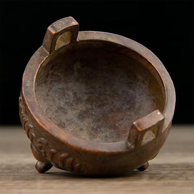 Incense Burner Chinese Incense Holder Brass Incense Burner Zen Copper Incense Burner Antique Style Home Office Fengshui Decor 3 * 3 * 2.4IN 0.6LB