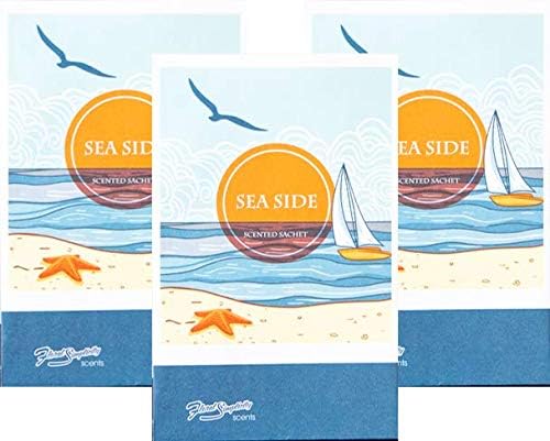 Seaside Scented Sachets Pack of 3, Spring and Summer - Long-Lasting Scented Bags, Home Fragrance, Air Freshener & Deodorizer for Closet, Room, Drawer, or Cars, Made in USA
