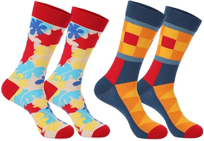 HHX YONLEE Dress Socks 5/6/10 Pairs Crew Argyle Colorful Cotton Novelty Casual Happy Fun
