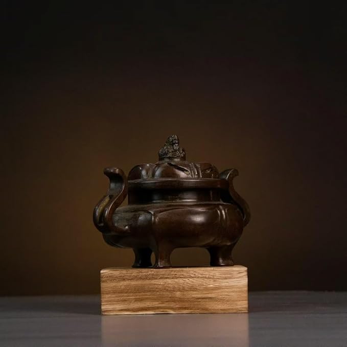 Copper Incense Burner Chinese Brass Incense Burner Kit Traditional Zen Incense Burner Antique Style Office Yoga Home Decor 5.7 * 3.9 * 3.7IN 2.7LB
