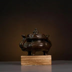Copper Incense Burner Chinese Brass Incense Burner Kit Traditional Zen Incense Burner Antique Style Office Yoga Home Decor 5.7 * 3.9 * 3.7IN 2.7LB