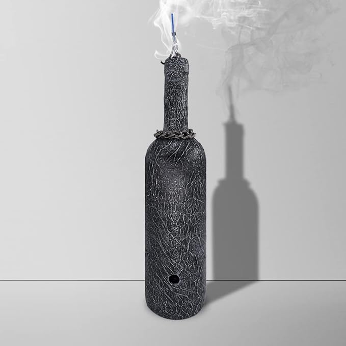 Sermo Glass Smoking Bottle Incense Holder Burner (Dragon - Silver) 3D Embossed Pattern