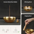 5 Inch Brass Incense Bowl, Large Copper Incense Holder for Sticks/Cones, Offering Bowl, Singing Bowl, Ash Catcher for Altar, Meditation, Yoga (Gold&Yellow)
