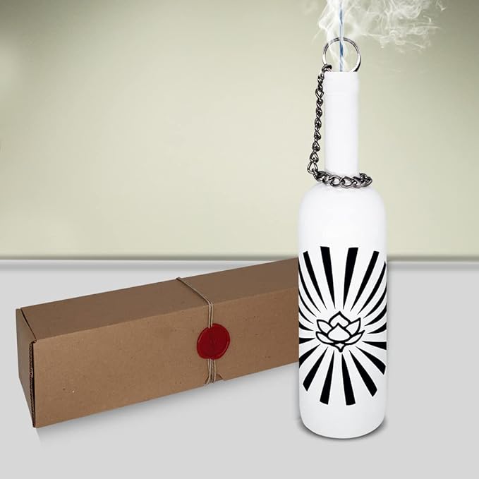 Sermo Glass Bottle Incense Holder Burner (Lotus (Rising) - White)
