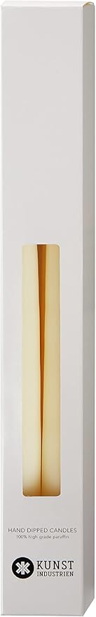 Kunstindustrien® Ivory Taper Candles – Set of 4, 13.8" – Made in Denmark, Long Burning Candles 15h, Unscented & Smokeless Candlesticks – Elegant Tall Candles for Weddings, Dinners & Home Decor (Ivory)