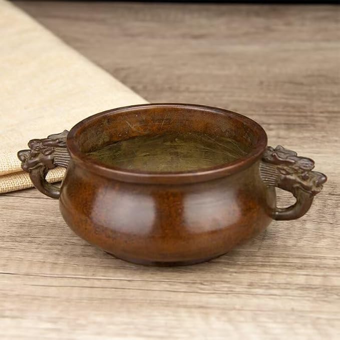 Copper Incense Burner Chinese Brass Incense Burner Kit Traditional Zen Incense Burner Antique Style Office Yoga Home Decor 6.3 * 4.3 * 2.2IN 2.2LB