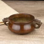 Copper Incense Burner Chinese Brass Incense Burner Kit Traditional Zen Incense Burner Antique Style Office Yoga Home Decor 6.3 * 4.3 * 2.2IN 2.2LB