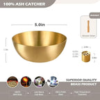 5 Inch Brass Incense Bowl, Large Copper Incense Holder for Sticks/Cones, Offering Bowl, Singing Bowl, Ash Catcher for Altar, Meditation, Yoga (Gold&Yellow)