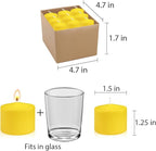9-Pack 1.25-Inch Yellow Votive Candles, Unscented Small Tealight Candle for Home Decor Summer Special Occasions