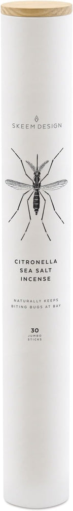 Skeem Sea Salt Citronella Jumbo Incense - Tube of 30 Slow Burning and Long Lasting Large Outdoor Citronella Incense Sticks, 90 Hr Burn Time - with Plant Based Essential Oils