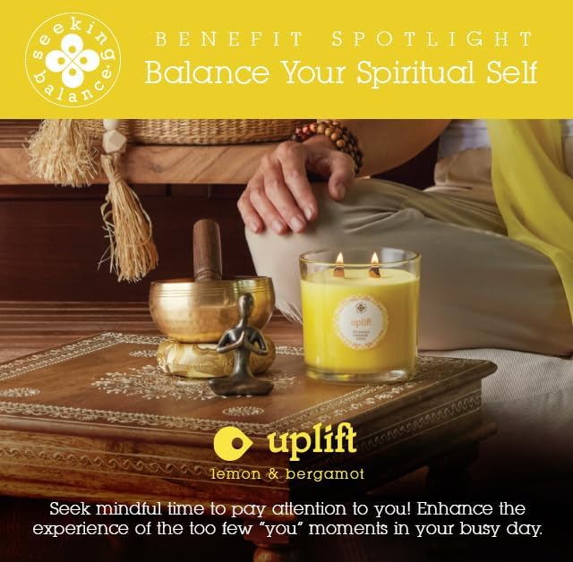 Root Candles Seeking Balance Wood Wick Spa Candle Aromatherapy Candles, 12-Ounce, Uplift: Lemon & Bergamot