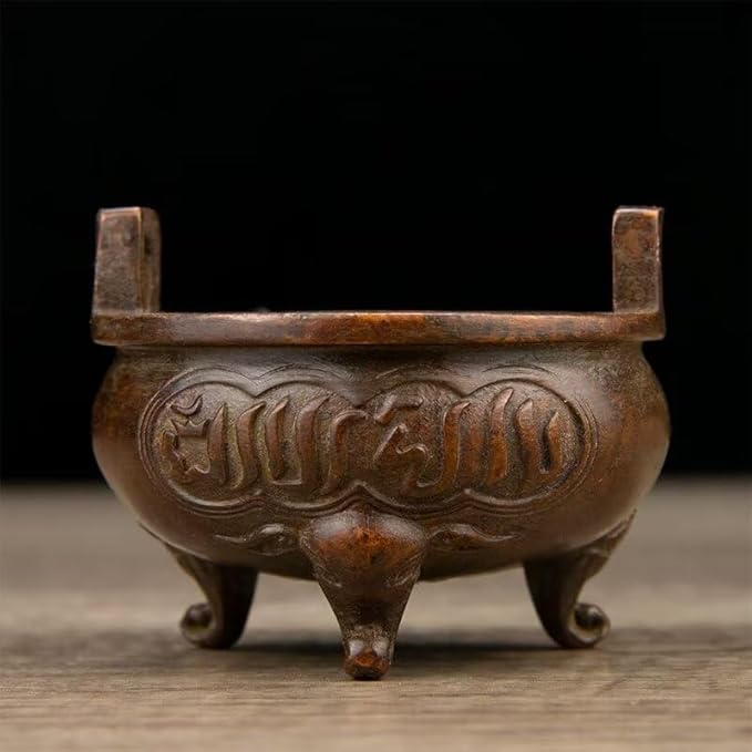 Incense Burner Chinese Incense Holder Brass Incense Burner Zen Copper Incense Burner Antique Style Home Office Fengshui Decor 3 * 3 * 2.4IN 0.6LB