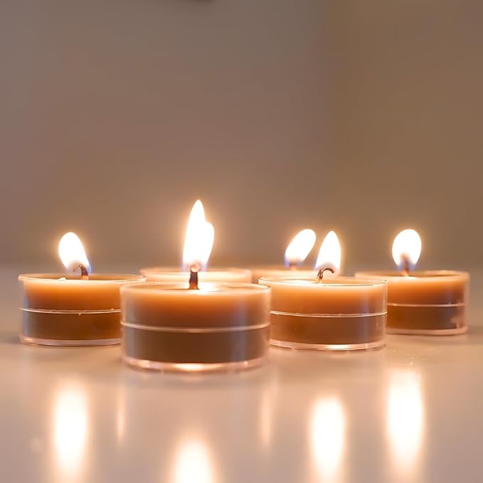 Candlestock Real Bayberry Tealight Candle 6 Pack – Pure Bayberry and Pure 100% USA Beeswax Blend – Dripless Tealight Candle Set