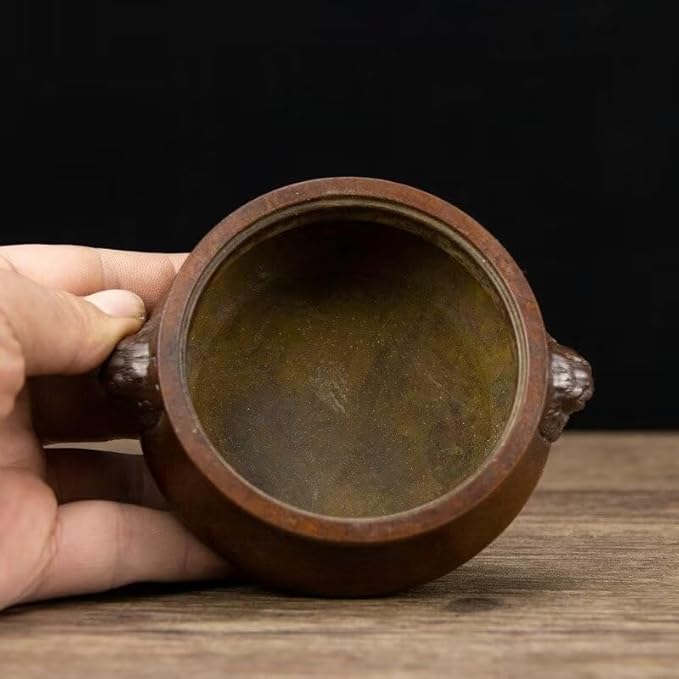 Copper Incense Burner Chinese Brass Incense Burner Kit Traditional Zen Incense Burner Antique Style Office Yoga Home Decor 4.5 * 3.7 * 3IN 1.5LB