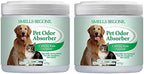 SMELLS BEGONE Air Freshener Odor Absorber Gel - 15 oz, Pack of 2 - Absorbs and Eliminates Odor in Pet Areas, Bathrooms, Cars, & Boats - Made with Essential Oils - Calming Rain Scent