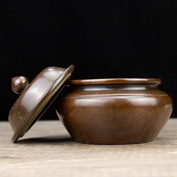 Copper Incense Burner Chinese Brass Incense Burner Kit Traditional Zen Incense Burner Antique Style Office Yoga Home Decor 4.3 * 4.3 * 3.9IN 2.8LB
